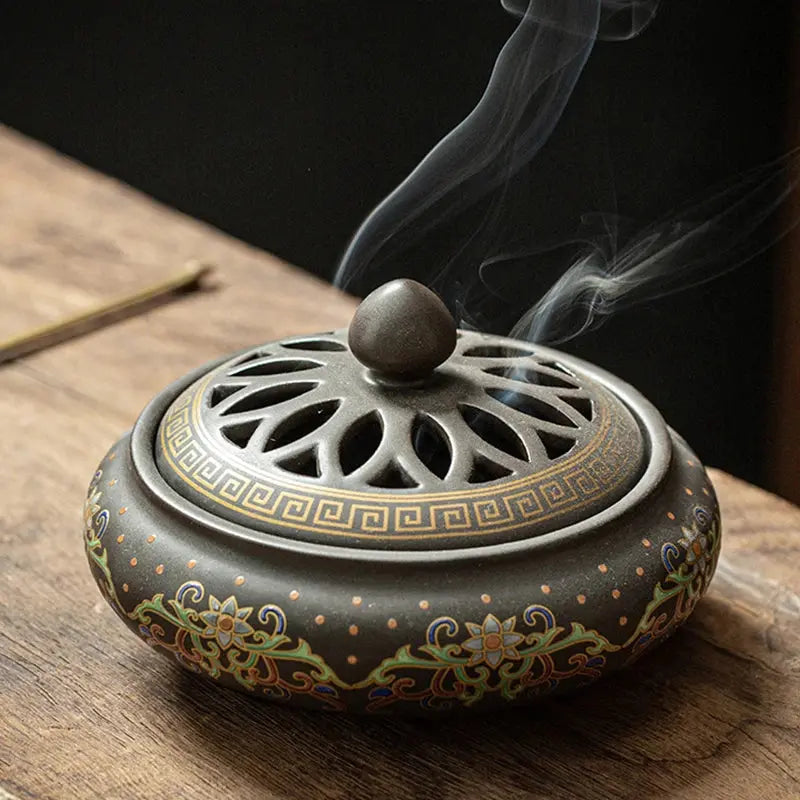 Ceramic Enamel Lotus Incense Burner - Planet4Shopping