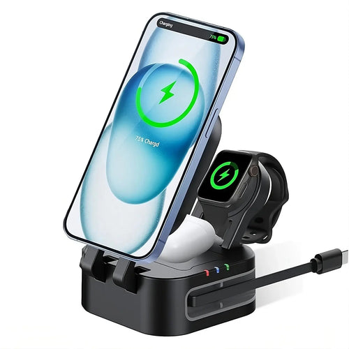 Magnetic 3 in 1 Wireless Charger Station With Extension Cords - Planet4Shopping
