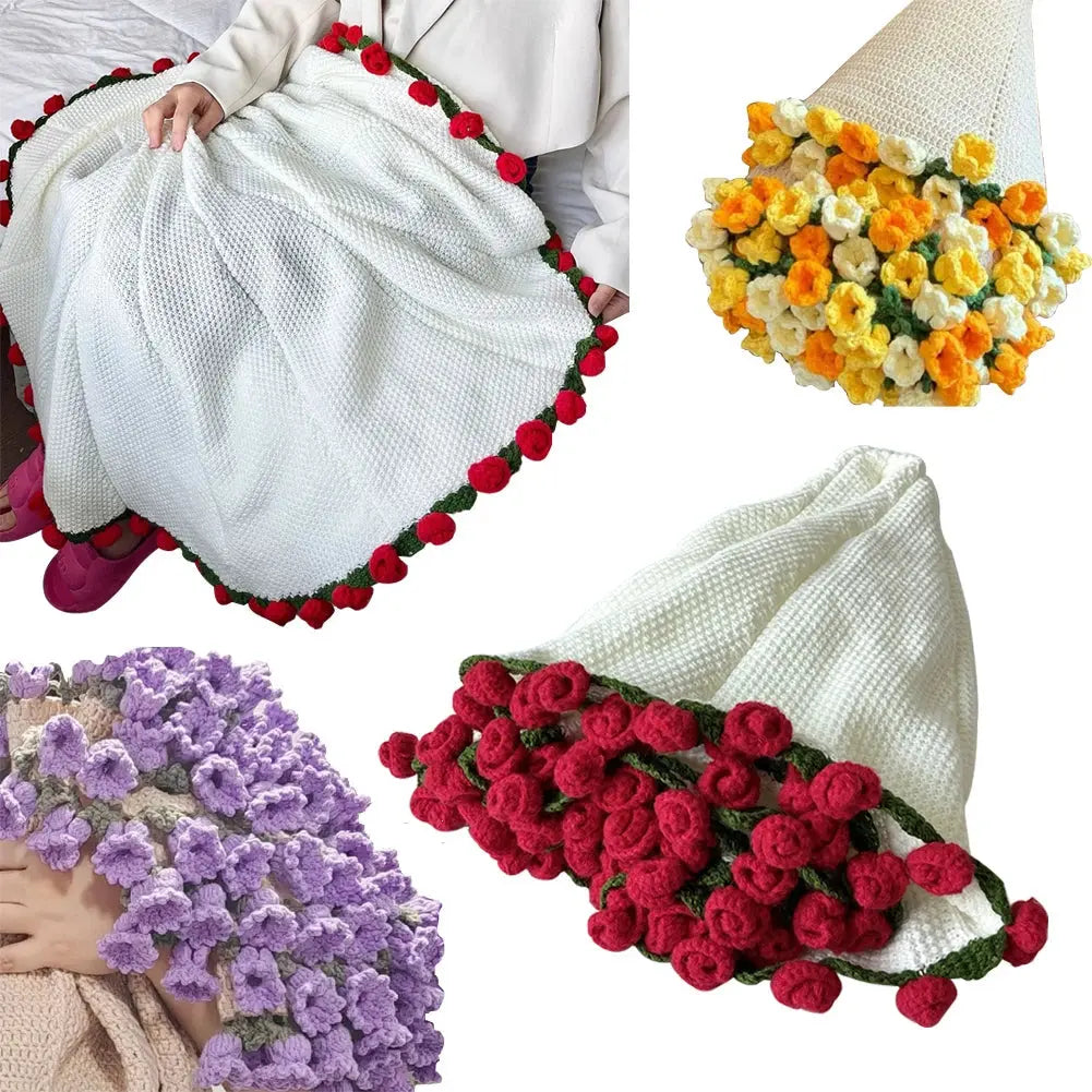 Crochet Rose Bouquet Blanket - Planet4Shopping