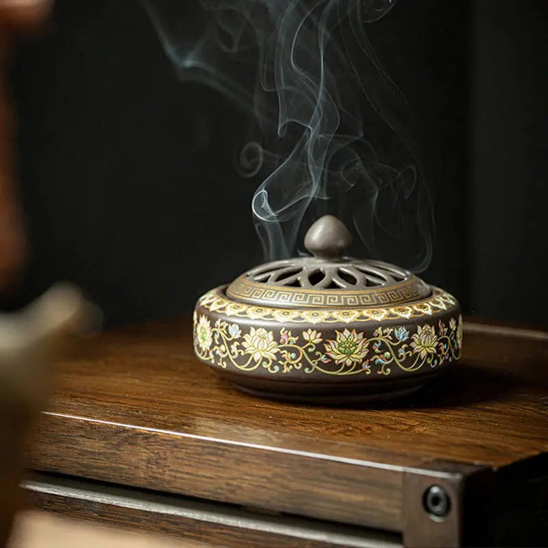 Ceramic Enamel Lotus Incense Burner - Planet4Shopping
