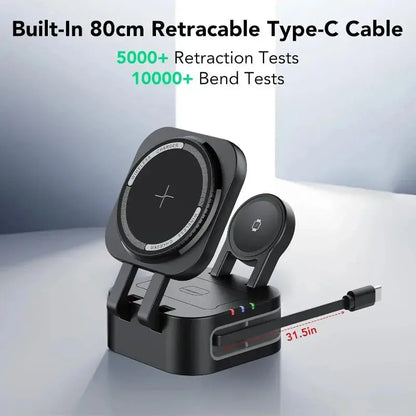 Magnetic 3 in 1 Wireless Charger Station With Extension Cords - Planet4Shopping