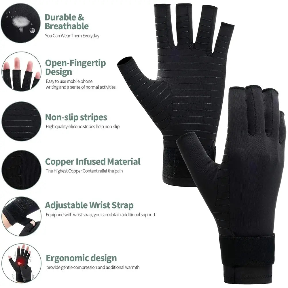 1 Pair Copper Arthritis Compression Gloves - Planet4Shopping