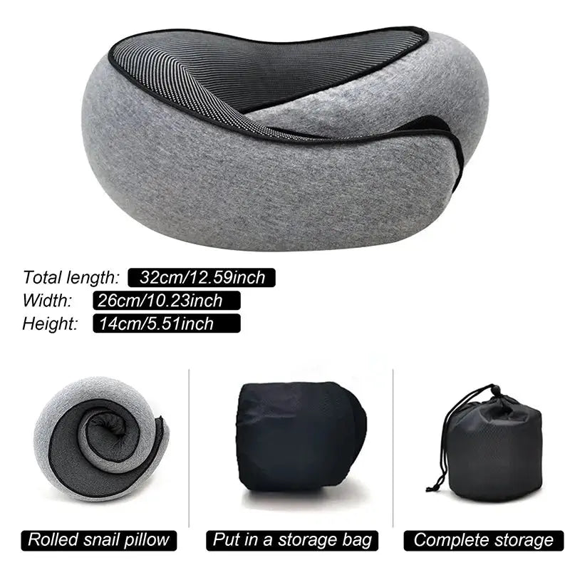 Memory Foam Neck Pillow Travel Snail Design - Planet4Shopping