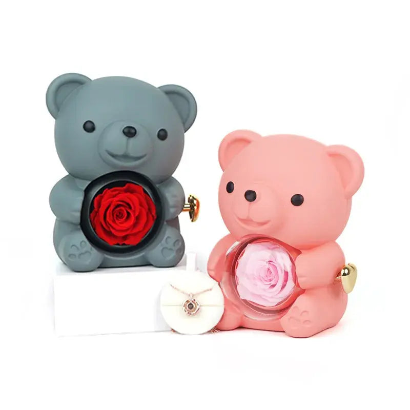 Eternal Rose Teddy Bear with Necklace - Planet4Shopping