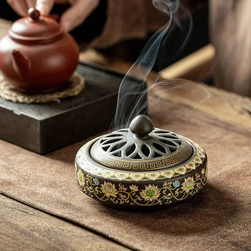 Ceramic Enamel Lotus Incense Burner - Planet4Shopping