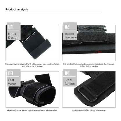 Weight Lifting Hooks with Wrist Straps - Planet4Shopping
