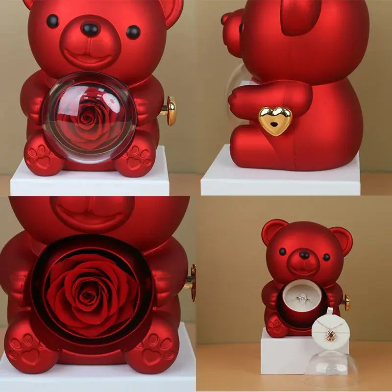 Eternal Rose Teddy Bear with Necklace - Planet4Shopping