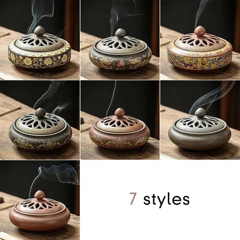 Ceramic Enamel Lotus Incense Burner - Planet4Shopping