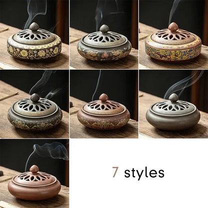 Ceramic Enamel Lotus Incense Burner - Planet4Shopping
