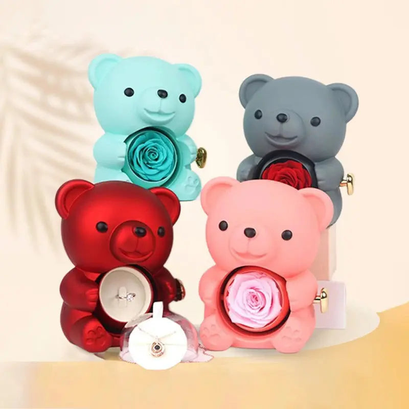 Eternal Rose Teddy Bear with Necklace - Planet4Shopping