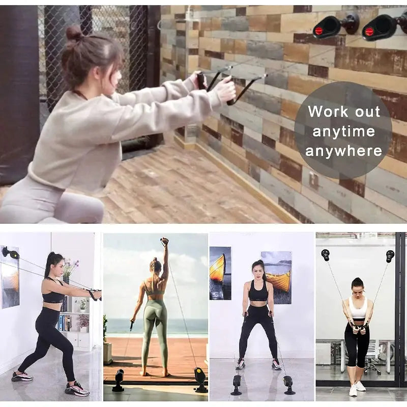 Fitness Resistance Pull Down Rope Trainer With Suction - Planet4Shopping