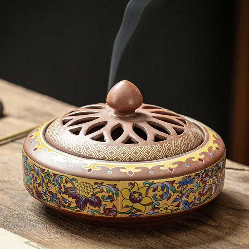 Ceramic Enamel Lotus Incense Burner - Planet4Shopping