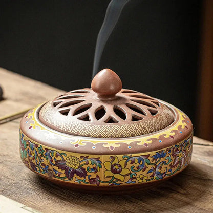 Ceramic Enamel Lotus Incense Burner - Planet4Shopping