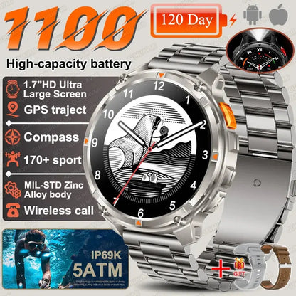 2026 New T-Rex3 Ultra 1100Mah Military Smart Watch Men 1.7" - Planet4Shopping