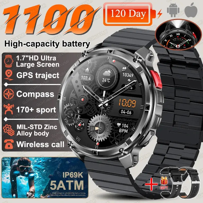 2026 New T-Rex3 Ultra 1100Mah Military Smart Watch Men 1.7" - Planet4Shopping
