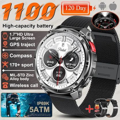 2026 New T-Rex3 Ultra 1100Mah Military Smart Watch Men 1.7" - Planet4Shopping