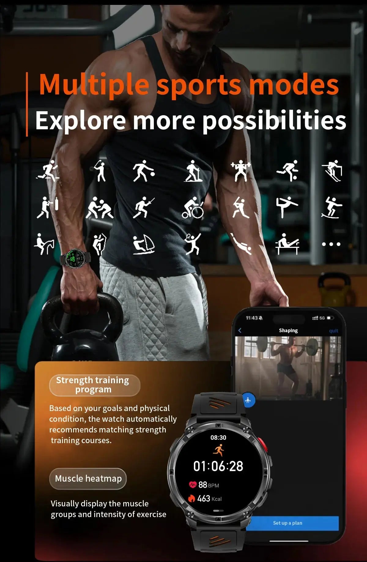 2026 New T-Rex3 Ultra 1100Mah Military Smart Watch Men 1.7" - Planet4Shopping